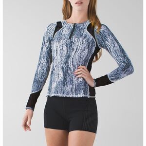 Lululemon Water: Sun Runner 1/2 ZipTexture Twist White Black